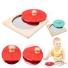 Hoshi Baby Wooden Montessori Mirror Peekaboo Knob Puzzle, Infant 3mos+ Tummy Time Toy