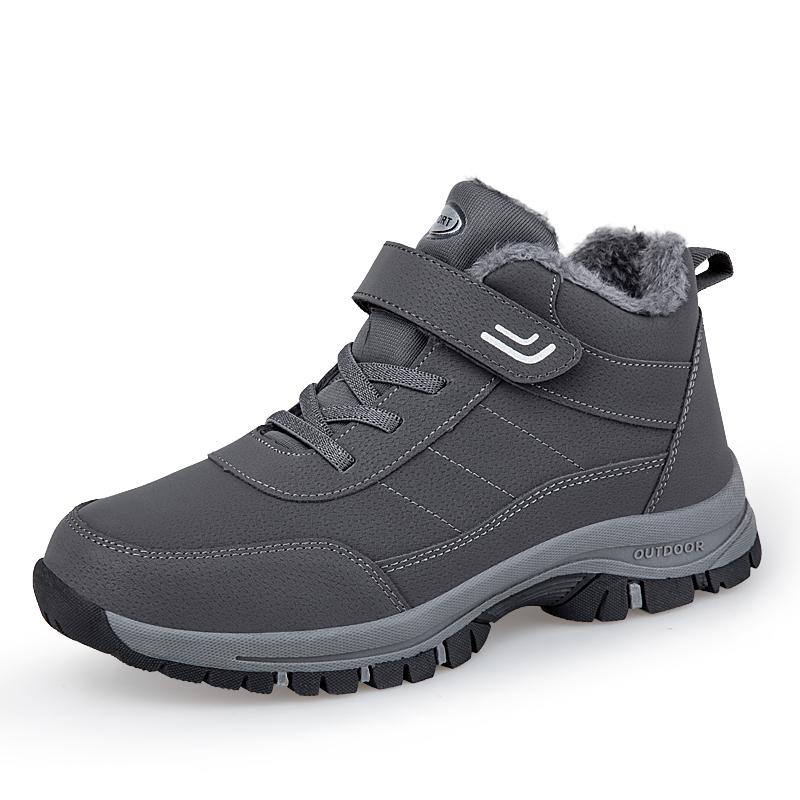 Stivali da uomo invernali alla moda Scarpe da donna impermeabili in pelle PU peluche Scarpe da trekking da arrampicata Stivali invernali caldi in peluche unisex da esterno