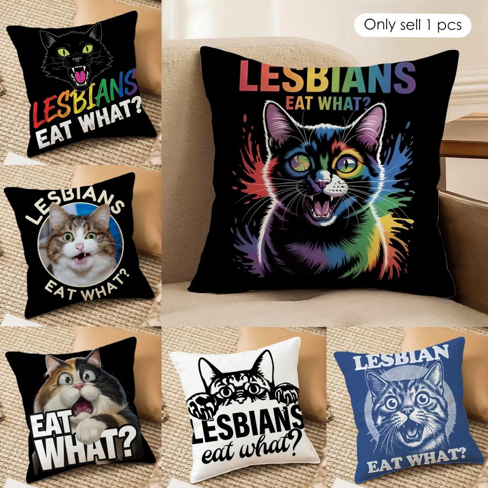Funny lesbians eat what Cushion Cover Soft Plush Fabric DoubleSided Printed Cushion Covers for All Seasons Modern Home Decor