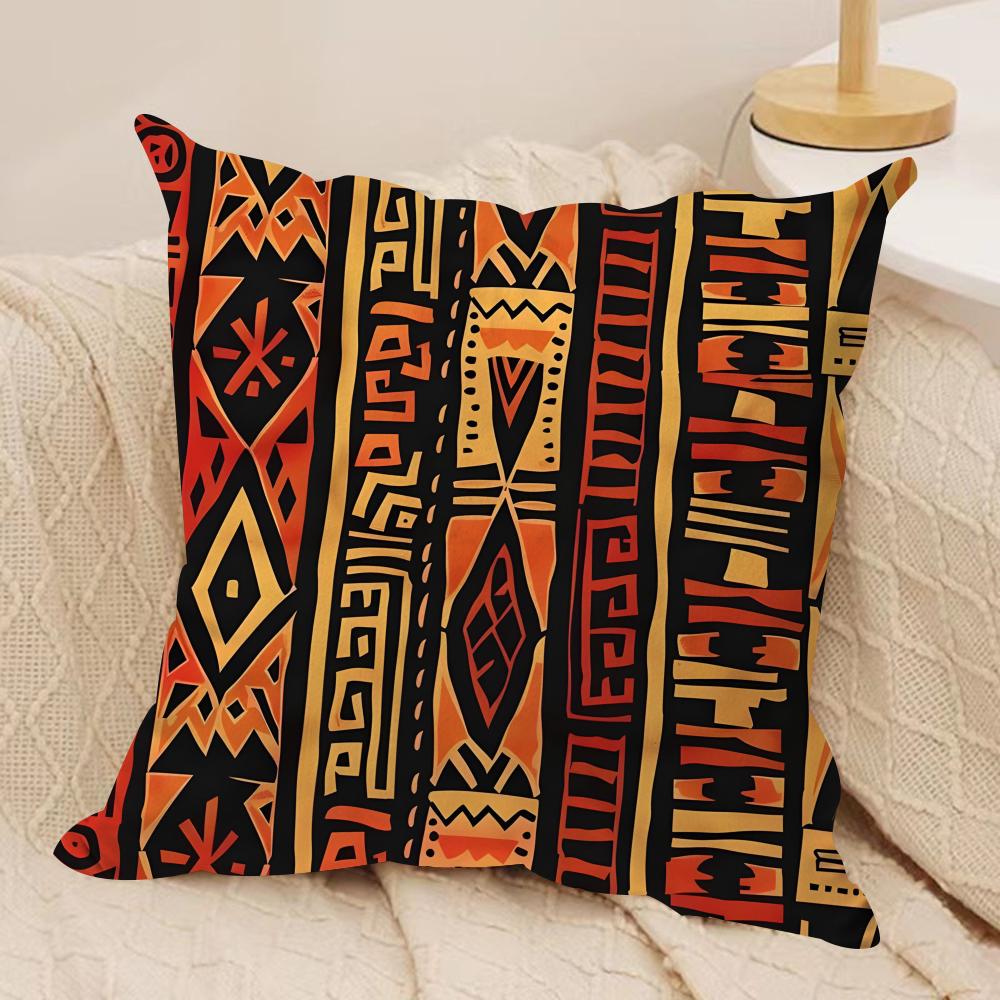African Style Fabric Print Cushion Cover Pillowcase Ultra Soft Skin Friendly Fabric Cloud Like Comfort & Concealed Zipper