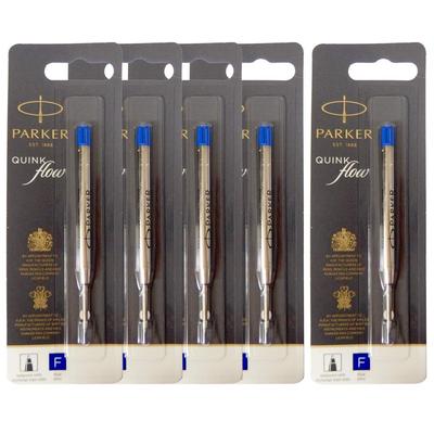 Parker Quink Flow Tükenmez Kalem Yedekleri, Mavi, İnce Uç, 0,8 mm, 5'li Set, 1950368, S0909420