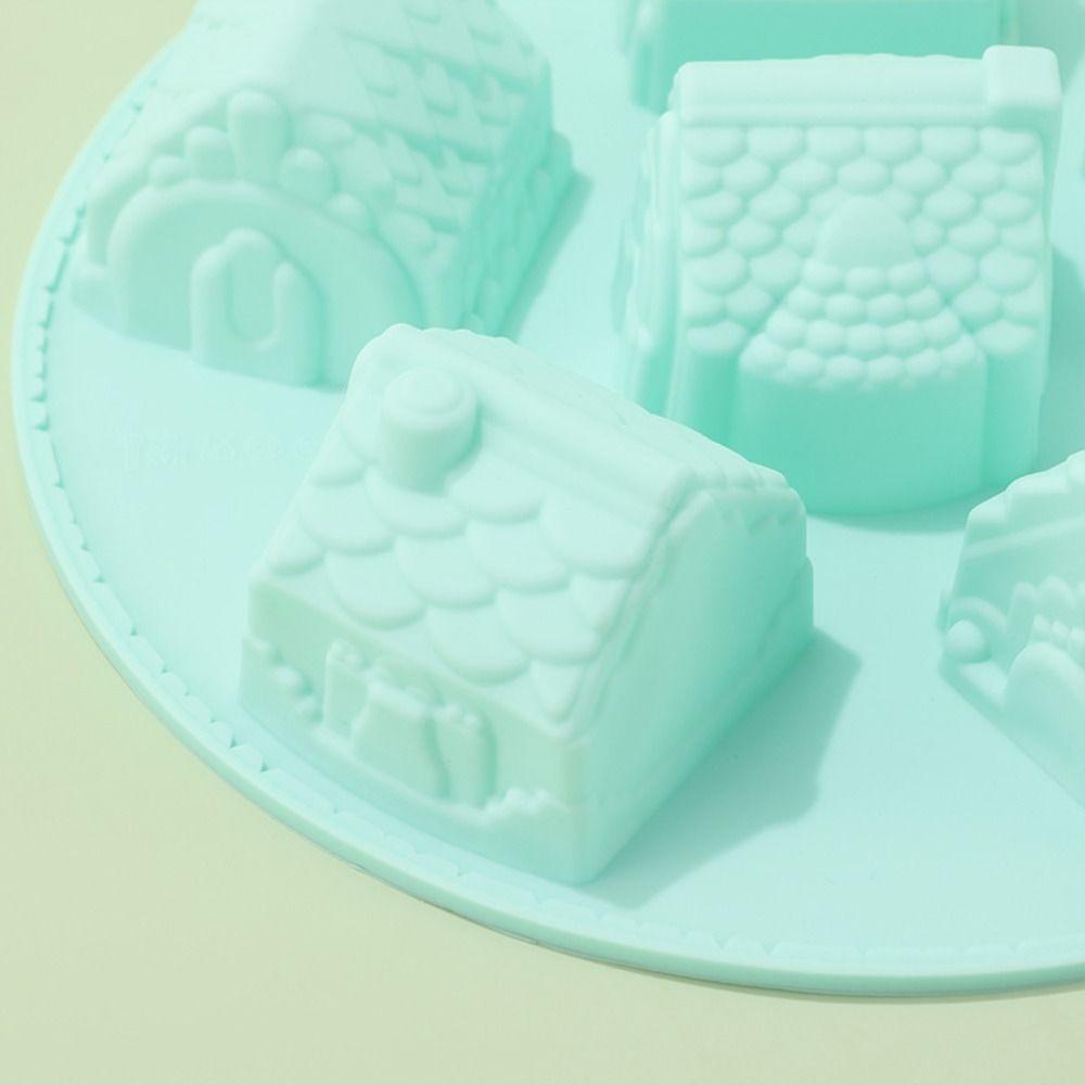 6 Cavity Design Silicone Cake Mold Silicone Material 3D Shape Bake Tool DIY Crafts Non-Stick Surface Gingerbread House Mold