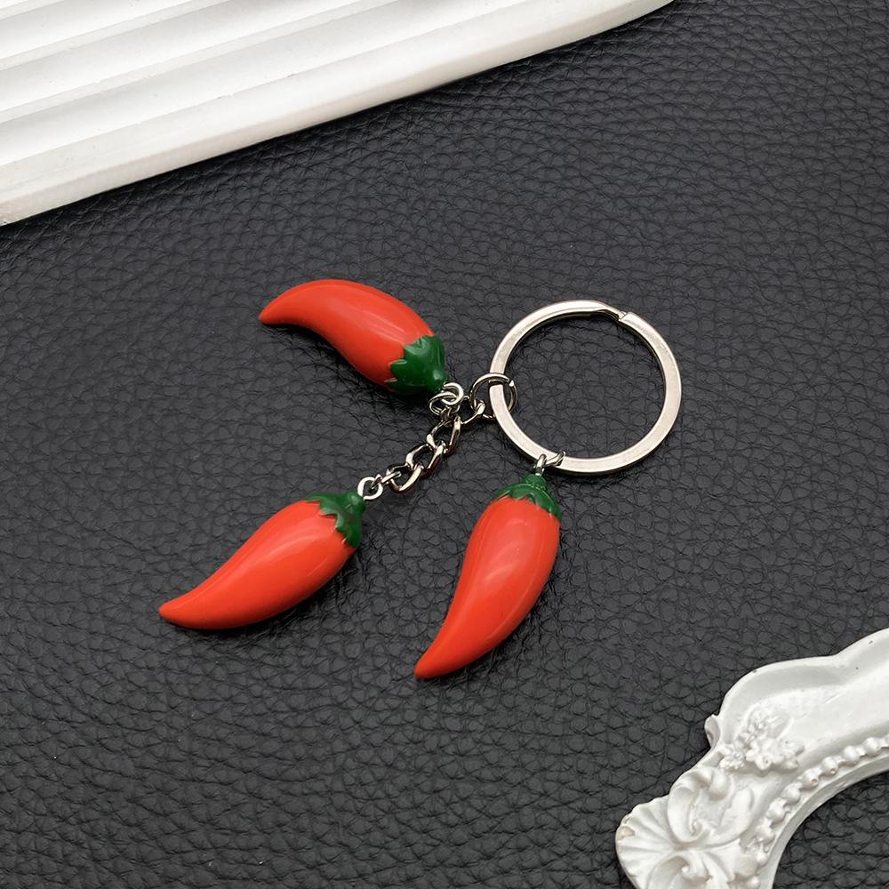 New Red Resin Chili Pepper Keychain Ornament for Handbags and Cars