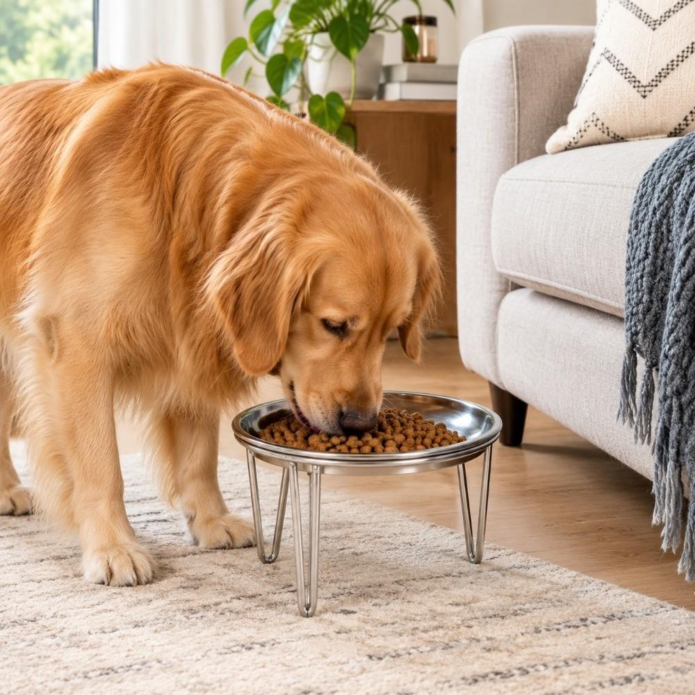 Large Capacity Stainless Steel Cat Bowl Rust Proof Shatterproof High Foot Dog Feeder With Stand Anti-Tipping