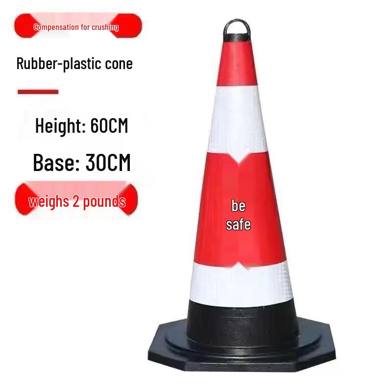 Reflective 90cm Rubber-Plastic Safety Cone with Ice Cream Handle for Road and Construction Use