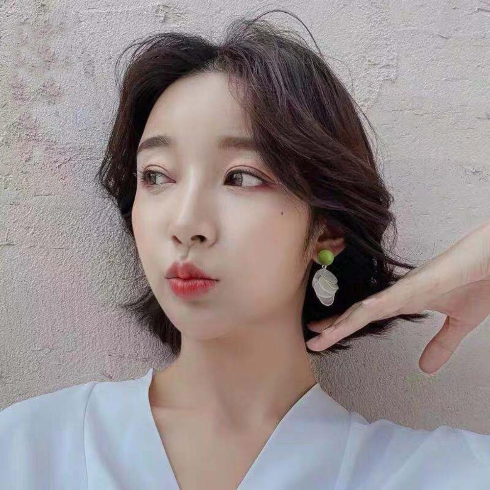 Silver Needle Earrings Women's Summer Stud Earrings Niche Design Earrings High-end Green Earrings