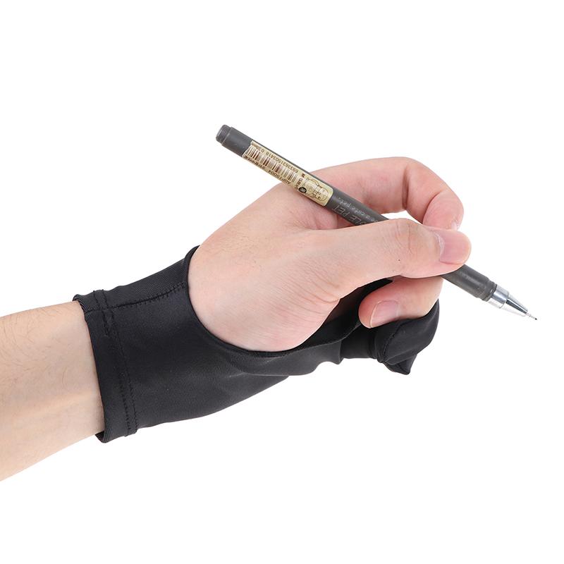 1 Stück Zwei-Finger-Antifouling-Handschuh zum Zeichnen und Stift-Grafiktablett-Pad