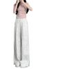White Floral High-Waisted Yamamoto Summer 2025 Bowknot Wide-Leg Casual Pants
