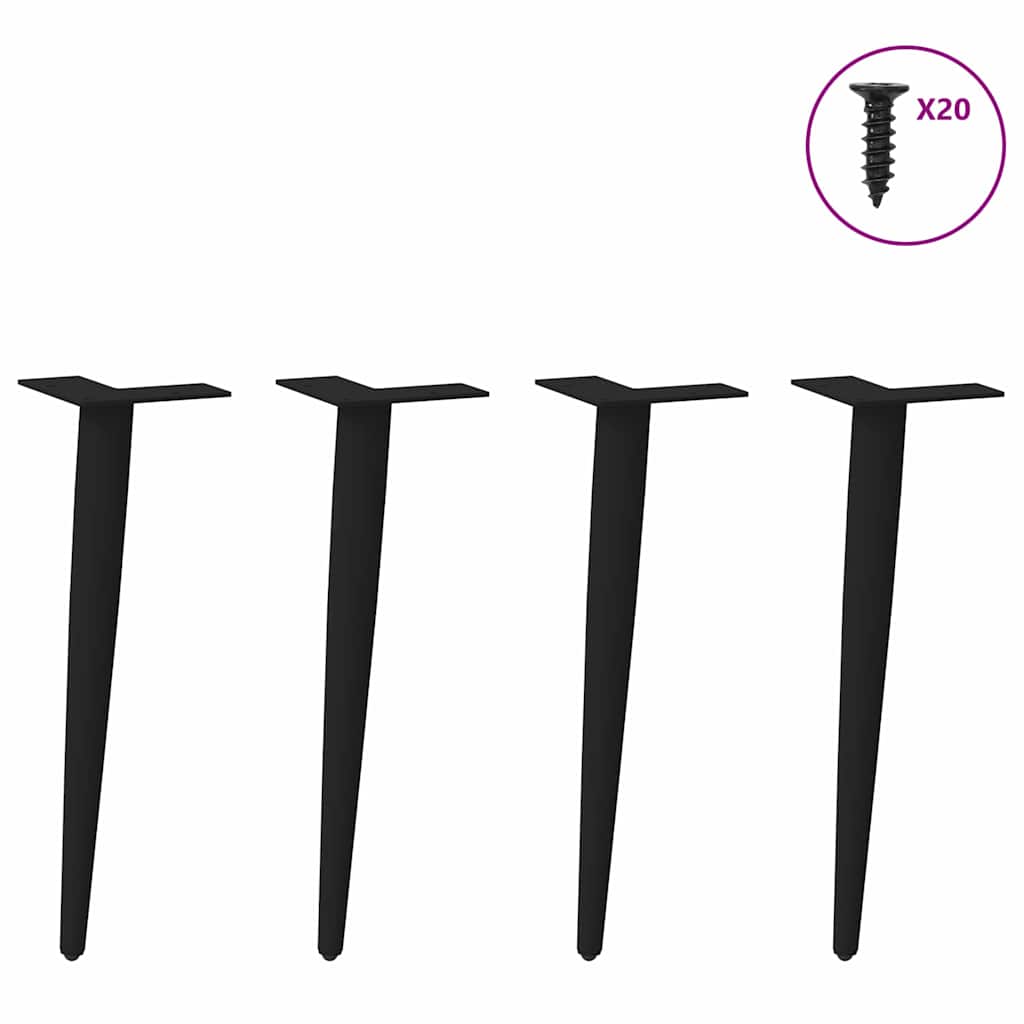 Vidaxl Nogi Do Stolika Kawowego, 4 Szt., Czarne, 42-43 Cm, Stal