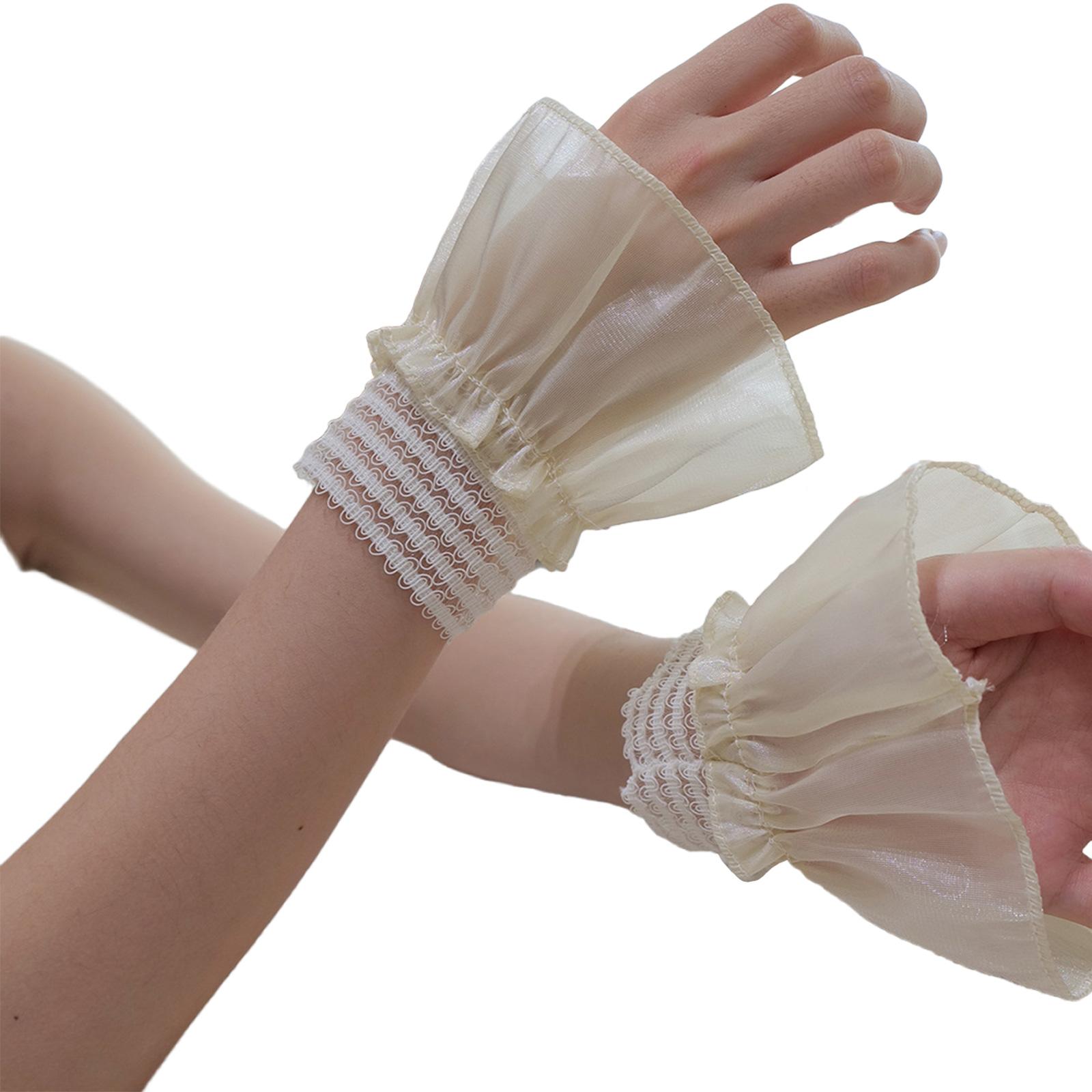 

1 пара многослойных эластичных манжет на запястье, съемные рукава для рубашки, разноцветные рукава для фотосессий ногтей и модных съемок абрикосовый