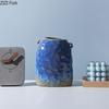 Blue Painted Ceramic Vase Plant Pots Table Decoration Creative Flowers Arrangement Decorative Floral Vases Room Aesthetic Decor