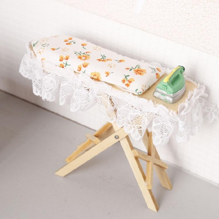 Miniature Wood Ironing Board with Iron for Dollhouses 1/12 Scale Dollhouses Furniture Living Room Display Accessories