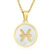 Elegant European & American Zodiac Pendant Necklace - Women's Gold Stainless Steel Constellation Charm