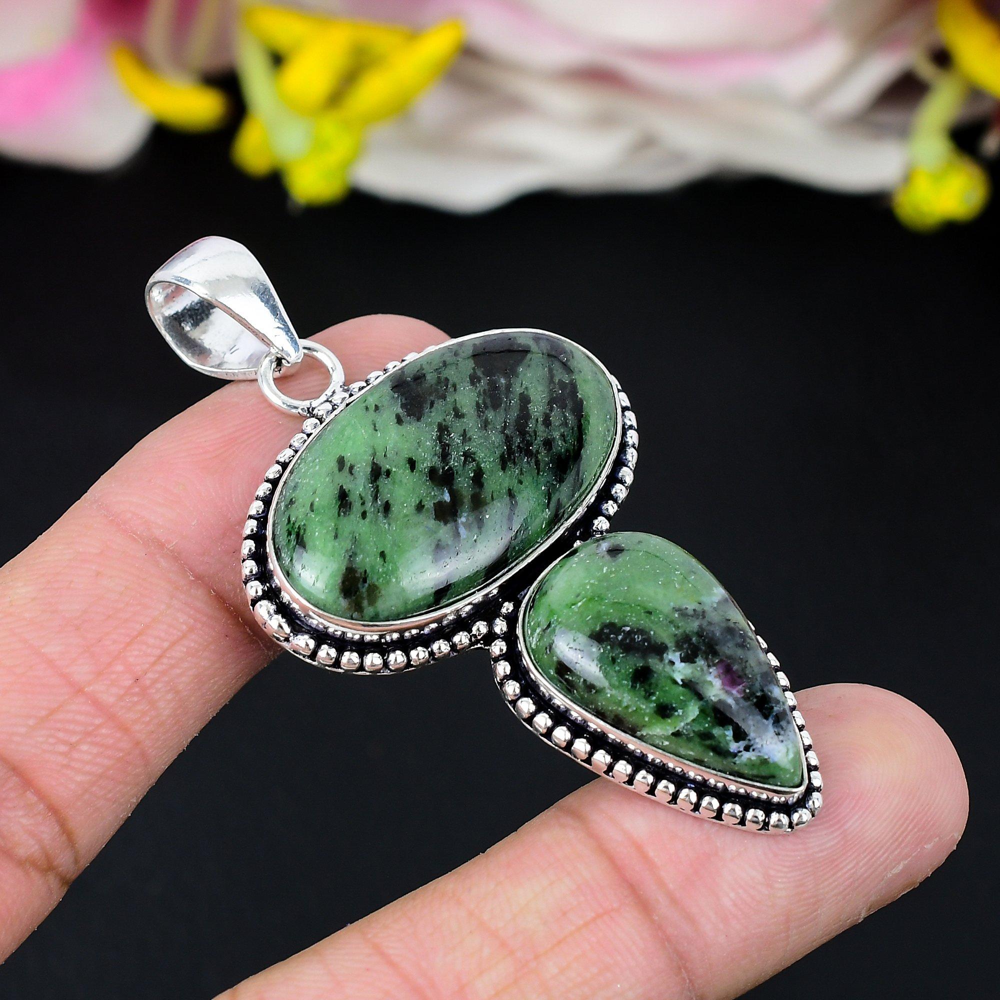 

Ruby Zosite Gemstone Handmade 925 Sterling Silver Jewelry Pendant 2.52 KG-286