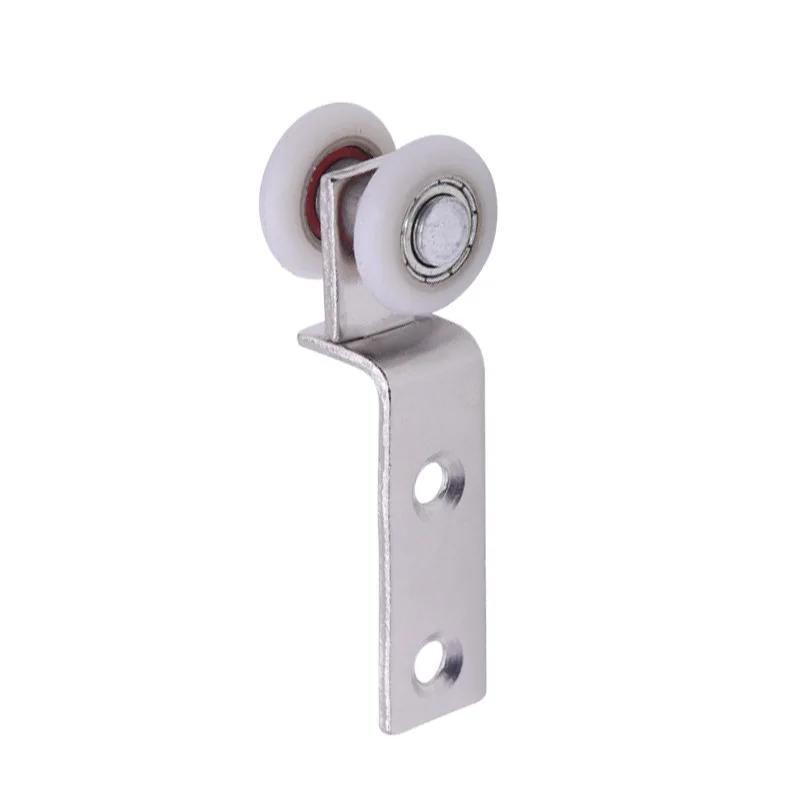 10Pcs Bend Pipe Metal Bearing Pulley Block with Two Plastic Wheel for Sliding Door Window Cabinet