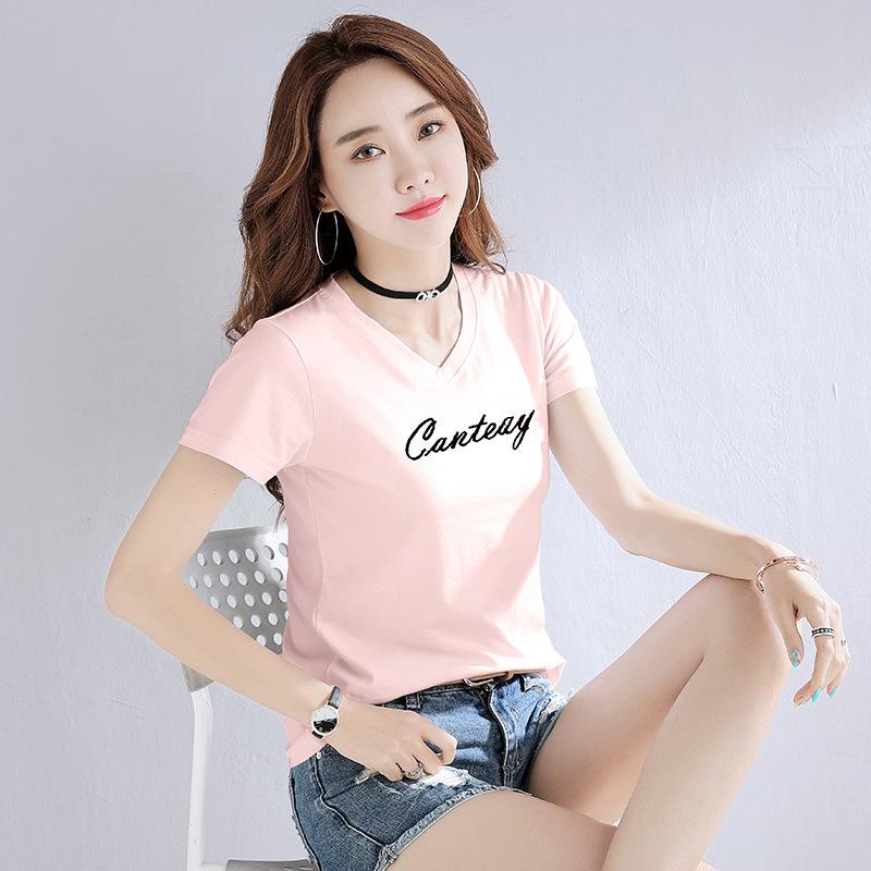 Women's Plus Size V-Neck Loose Cotton Short-Sleeve T-Shirt - Summer 2025 Collection