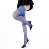 Women's Sexy Bliue Wide Lace Floral Fishnet Stockings Costumes Thigh High Socks Nylon Mesh Breathable Over The Knee Stockings