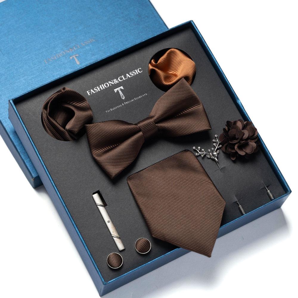 8-Piece Men's High-Grade Tie Set with Gift Box for Weddings and Formal Events