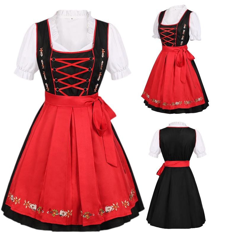 Costume Lady Oktoberfest Bavarian Beer Maid German Fancy Party Prop Dirndl Dress