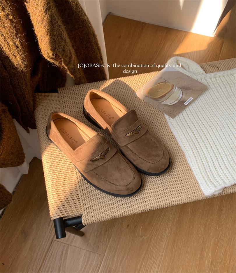 

2025 новые лоферы с внутренней высотой, увеличивающей рост, маленькие универсальные в стиле ретро, британский стиль, круглый носок, толстый каблук, высокий каблук, женская обувь 39 хаки