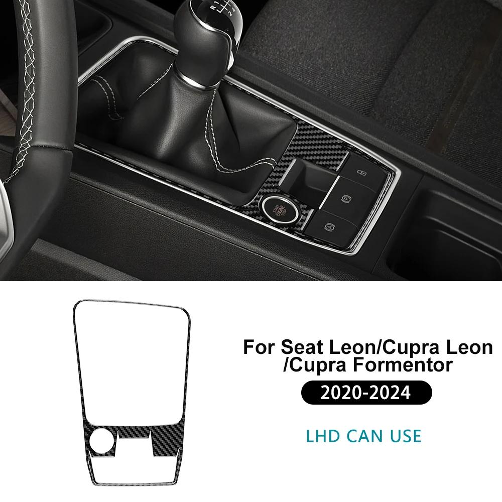 Real Carbon Fiber Sticker For Seat Leon MK4 Cupra Leon Cupra Formentor -2024 Automatic Manual Transmission Car Gear Shift Manual LHD Black