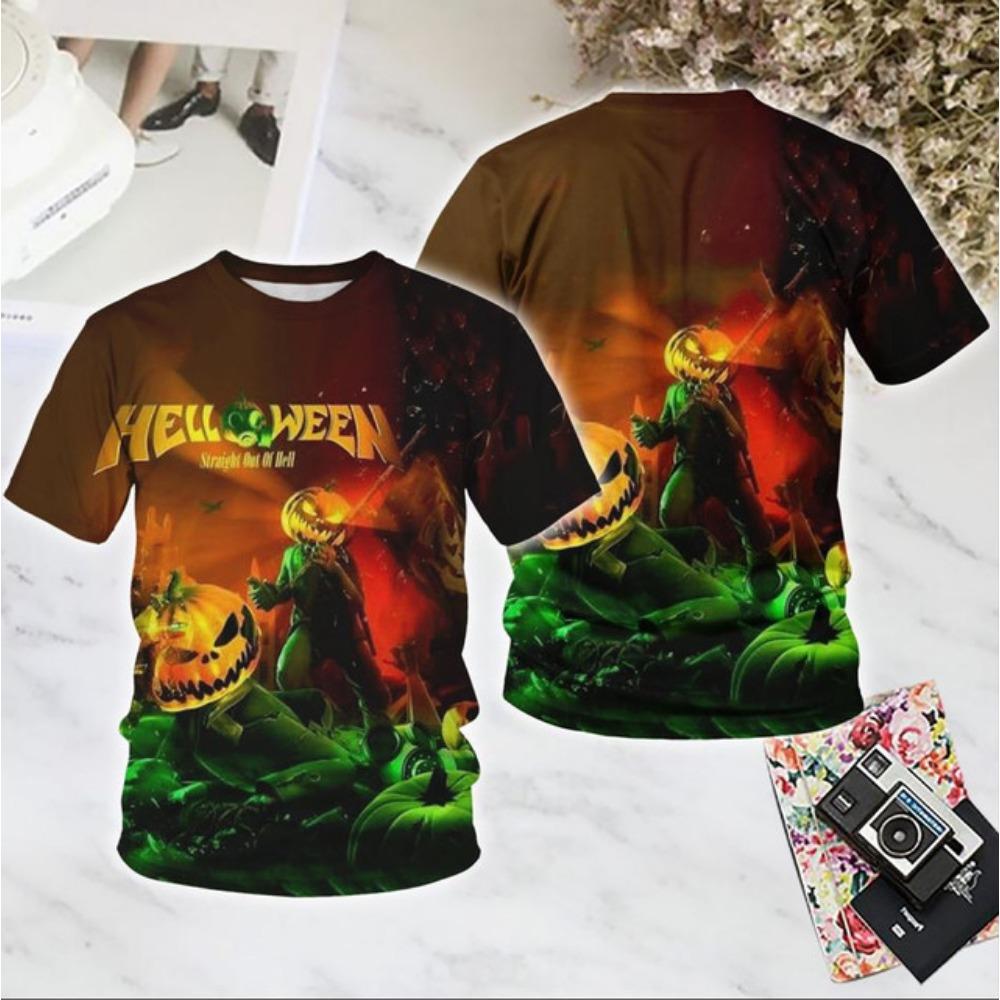 Classic Rock Helloween T-Shirts Herren 3D-Druck Männer Frauen Hip Hop Trend Kurzarm T-Shirt Street Locker Lässig Übergroße Y2k Oberteile