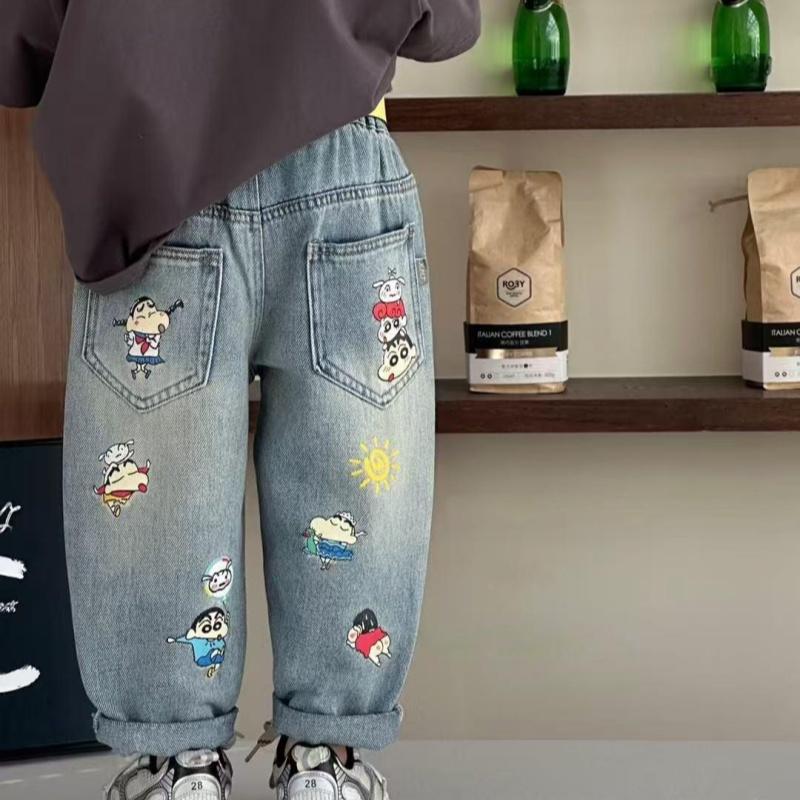 

Детские карманные джинсы широкого кроя, контрастные свободные брюки для мальчиков и девочек, джинсы, детские брюки 2-6 лет 2-3T 100