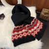 Couple's Winter New Christmas Atmosphere Jacquard Knitted Wool Scarf Warm and Versatile Scarf with Thickened Neck for Warmth