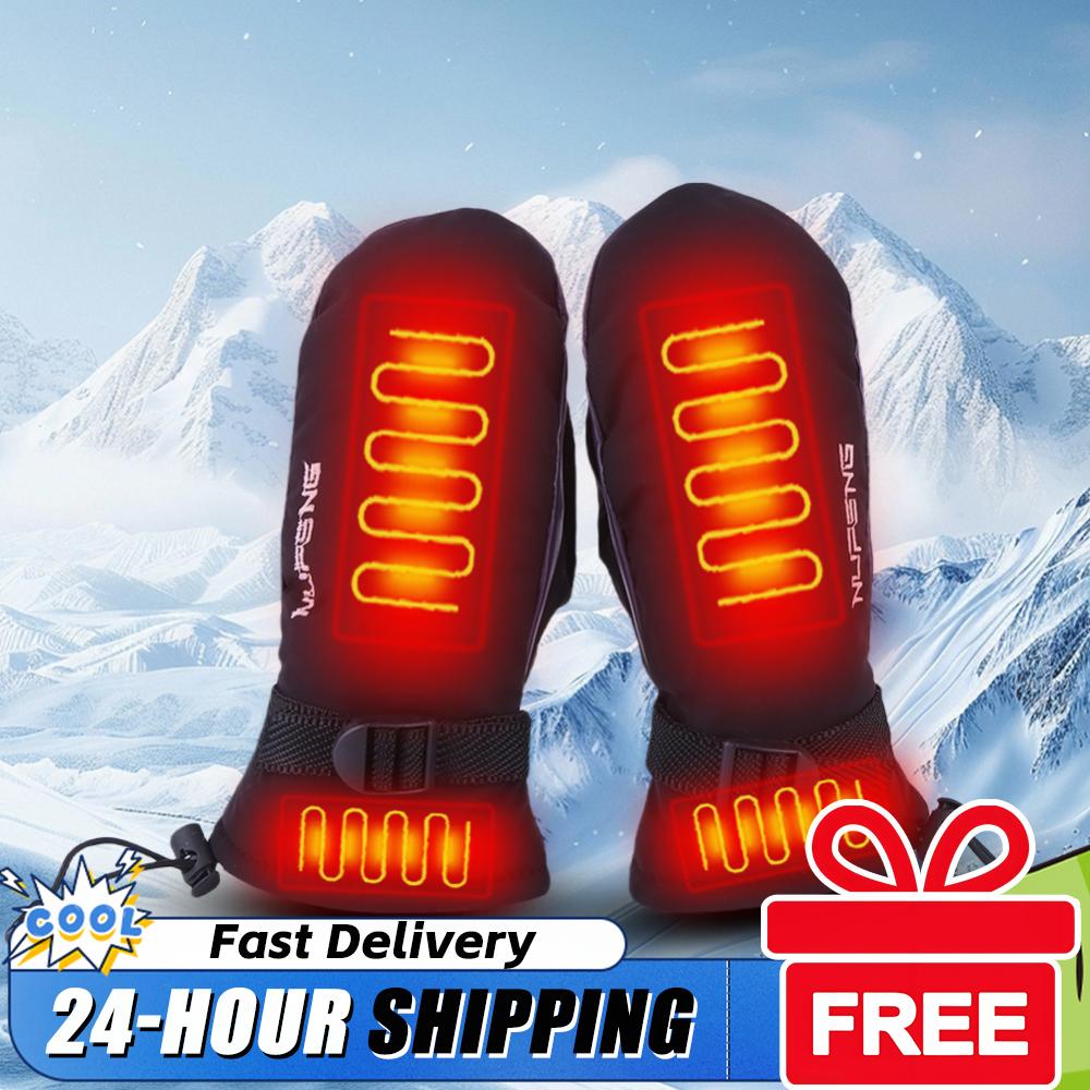 USB Charging Electric Heated Gloves Motorcycle Winter Moto Heated Gloves Warm Waterproof Rechargeable Heating Snowmobile Gloves