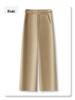 Women's Beige Tencel Cotton High Waist Wide Leg Pants - Slimming Petite Nine-Point for Spring and Autumn 2025