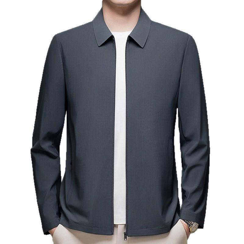 Men's Ice Silk Lapel Jacket - Lightweight, Versatile, Trendy Spring/Summer Outdoor Sun Protection Top