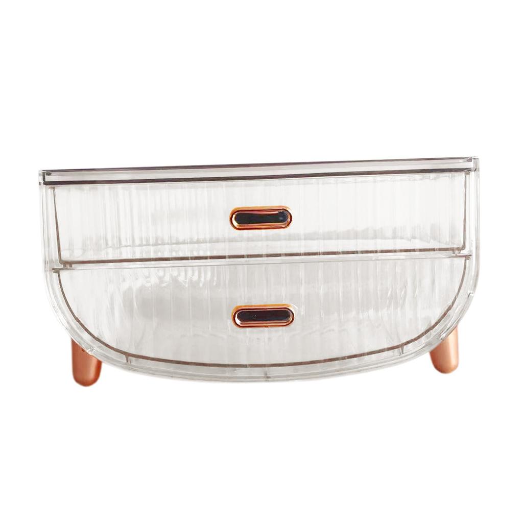 2 Tiers Cosmetic Storage Box Desktop Case Large Capacity Portable Makeup Organizer