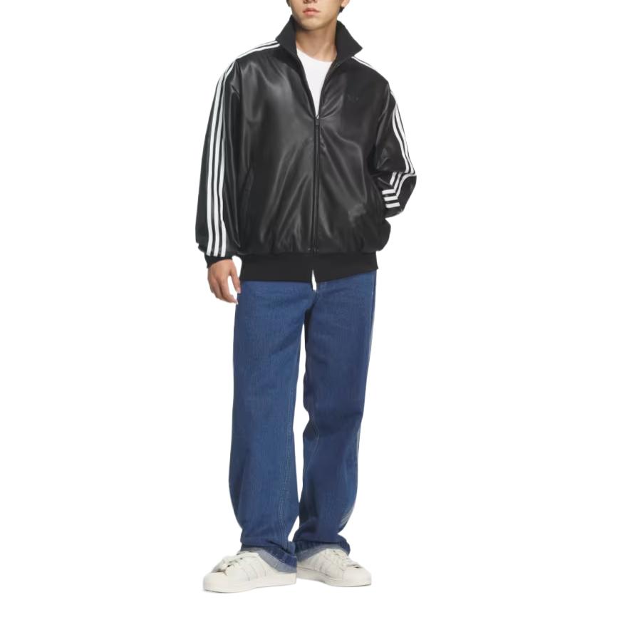 adidas Originals Track Top Pleather 3S Stand Collar Zip Jacket Unisex Jackets KQ5472