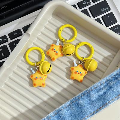 Cute Cartoon Star Keychain  Kawaii Sweet Pentagram Keyring For Women Girls Lovely Backpack Pendant Decoration Gifts