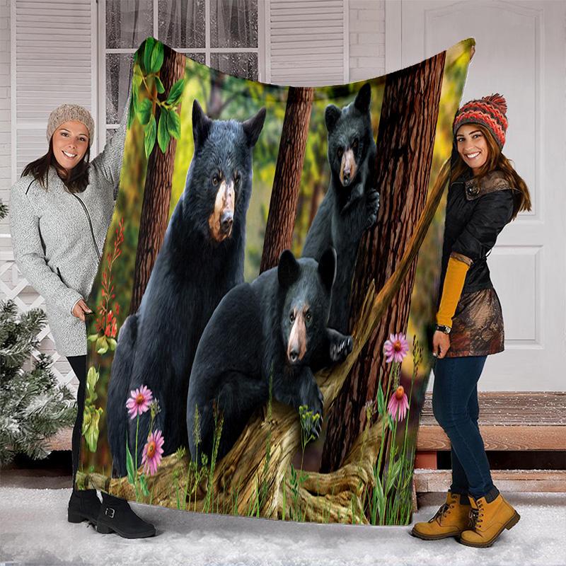 Coperta Morbida Famiglia Orsi Neri Perfetta per Tutte le Stagioni Comoda per Divano Ufficio Pisolini Viaggio Regalo di Compleanno Regalo di Natale