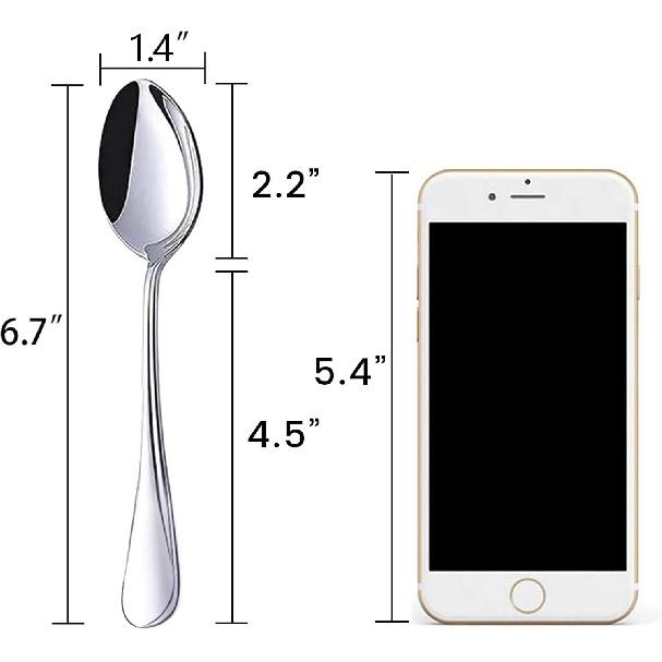 HANSGO Teaspoons Stainless Steel, 6 Piece Dinner Spoons Set 6.7 inches Dessert Spoons Use for Home, Kitchen or Restaurant