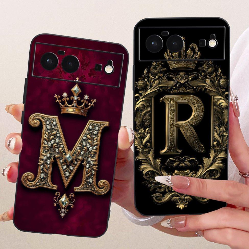 For Google Pixel 6 Case Silicone Luxury Crown A-Z Letters 2D Painted Soft Casing For Google Pixel6 G9S9B GB7N6 G9S9B16 GR1YH