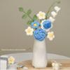 Crochet Bouquet Vase, a Flower Gift for Mothers and Ladies on Mother's Day. Pink Rose Artificial Flower Vase, Suitable for Birth