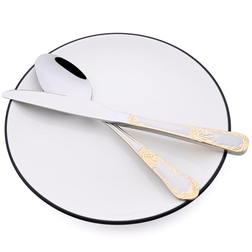 16Pcs Silver Cutlery Set Knives Fork Coffee Spoon Dinnerware Western Stainless Steel Tableware Flatware Set Silverware Kitchen Kit