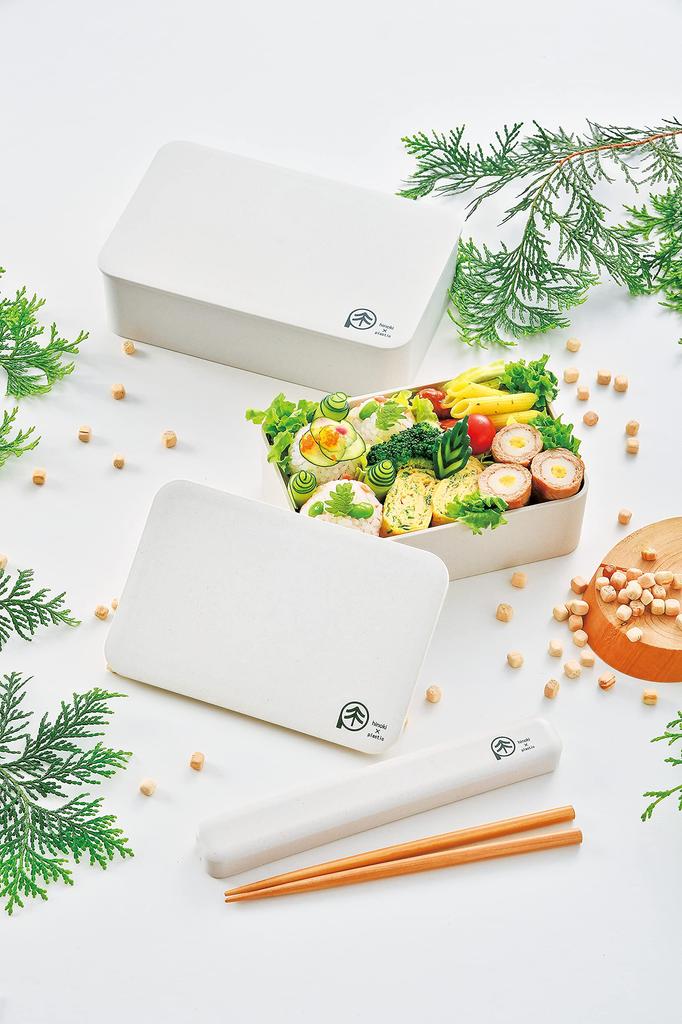 Tatsumiya Hinoki No Pla Bento Single Made In Box, Tier, 800ml, Microwaveable, Japan, Off-White