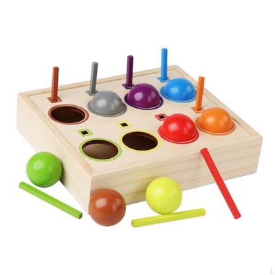 Rainbow Ball Sorting Toy, Counting Toy Wooden Montessori Colour Cognitive for Age 2 3 4