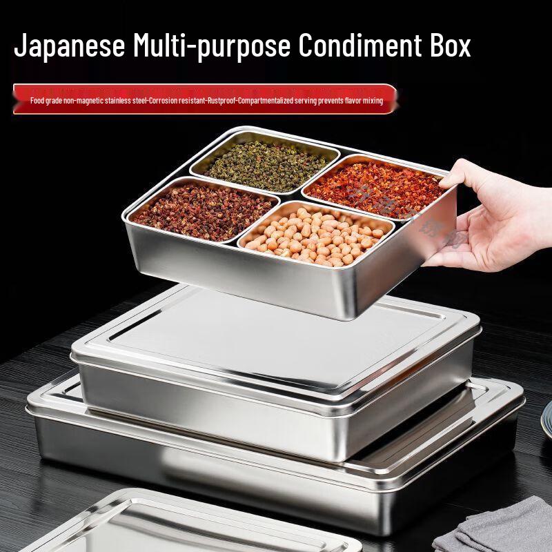 Stainless Steel Multi-Compartment Spice Jar Organizer