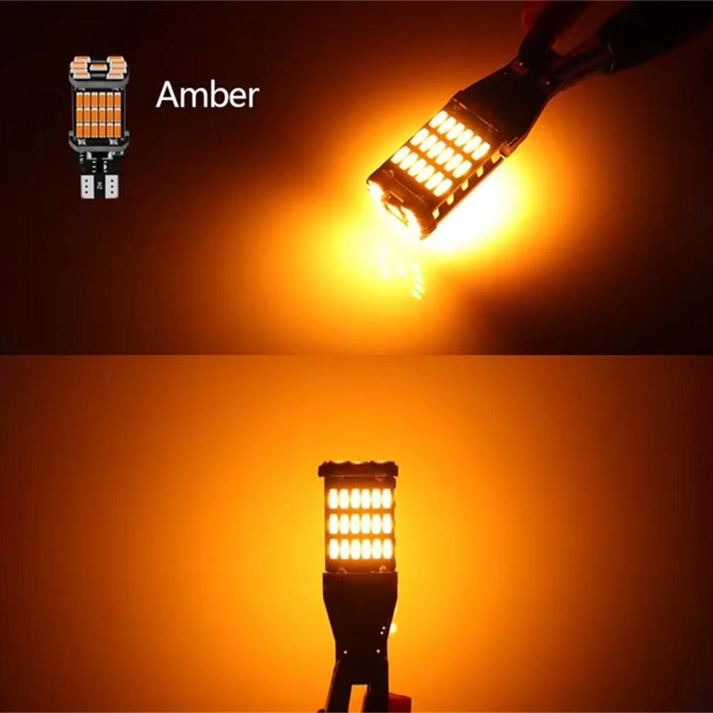 

2x сигнальные лампы T15 светодиодные супер яркие светодиодные лампы W16W 912 921 для заднего фонаря резервного стояночного света 12 В белый янтарный желтый 2 PCS янтарь