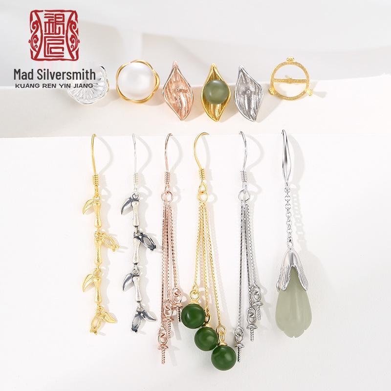 

S925 Sterling Silver Earring Base for DIY Pearl, Amber, Jasper Ear Jewelry - Hooks, Clips, Studs for Women 925 Silver