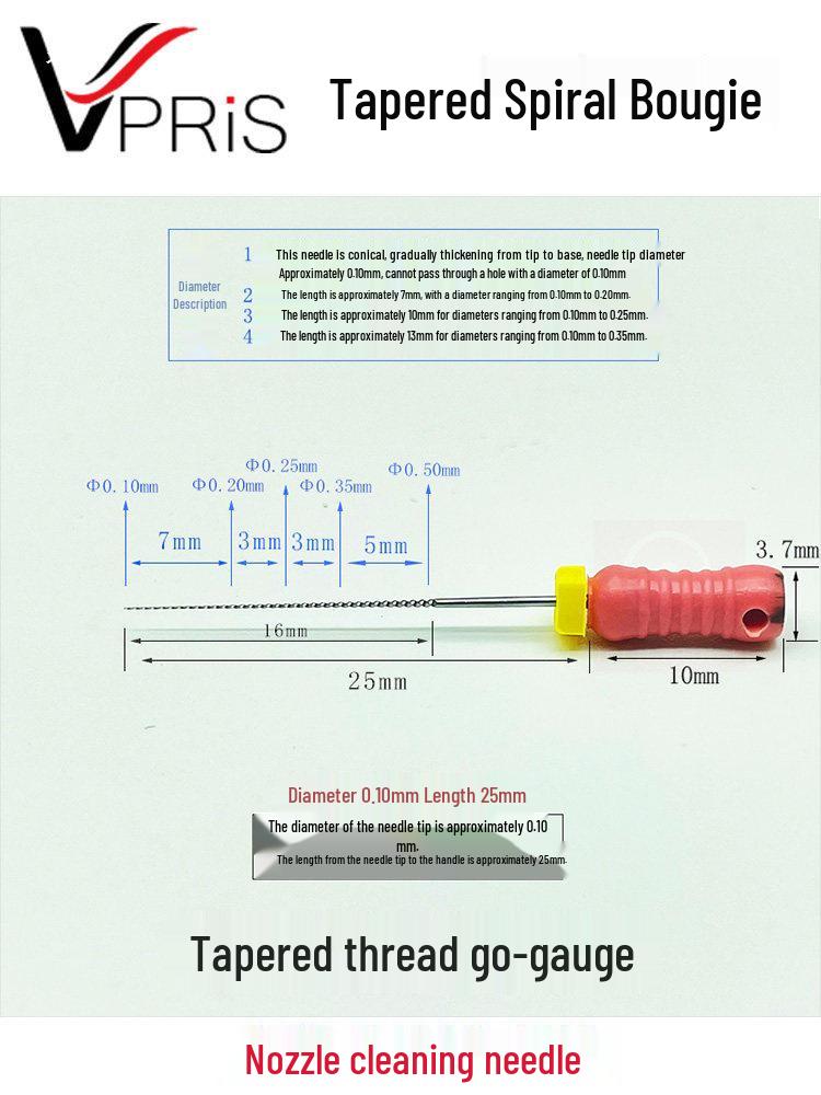 Threaded 0.05mm Ultra-Fine Steel Nozzle Cleaning Needle for Go-No-Go Gauge Valve