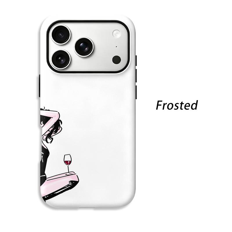 Wine Chill Black Pink Comic Art Film Aesthetic Protective Shockproof Bumper Phone Case Cover For iPhone 14 15 16 Pro Max Plus
