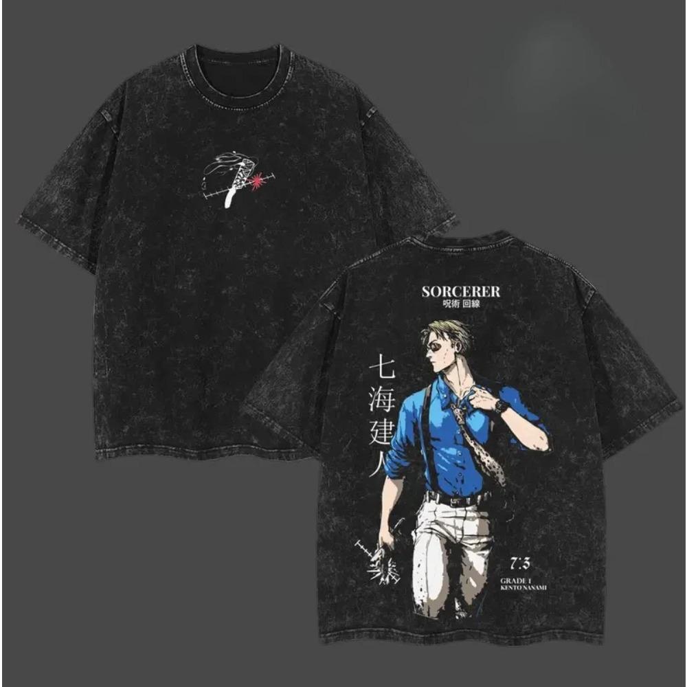 

Аниме Магическая битва Нанами Кенто Принт Футболка Мужская Женская Футболки Короткий Рукав Хлопковая Одежда Ретро Выстиранная Футболка Харадзюку Топ S чёрный
