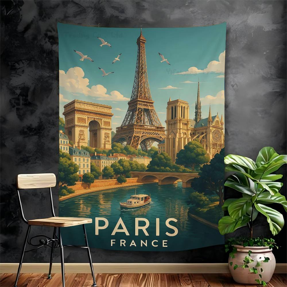World Famous Tourist Cities DIY Wall Tapestry Hippie Flower Wall Carpets Dorm Decor Wall Art Decor