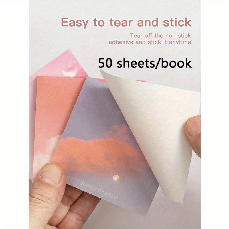 50 Gradient Sticky Notes, Minimalist Cloud Design, Sticky, Suitable For Messages, Memo Notes, Note Pads, Cute And High-Quality Student Style