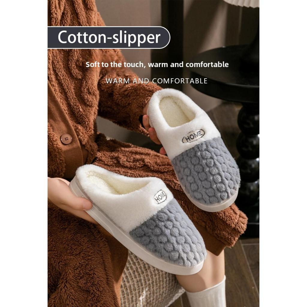 Double Color Wheat Ear Cotton Slippers with Anti Slip Thick Sole for Couples, Autumn and Winter Slippers
